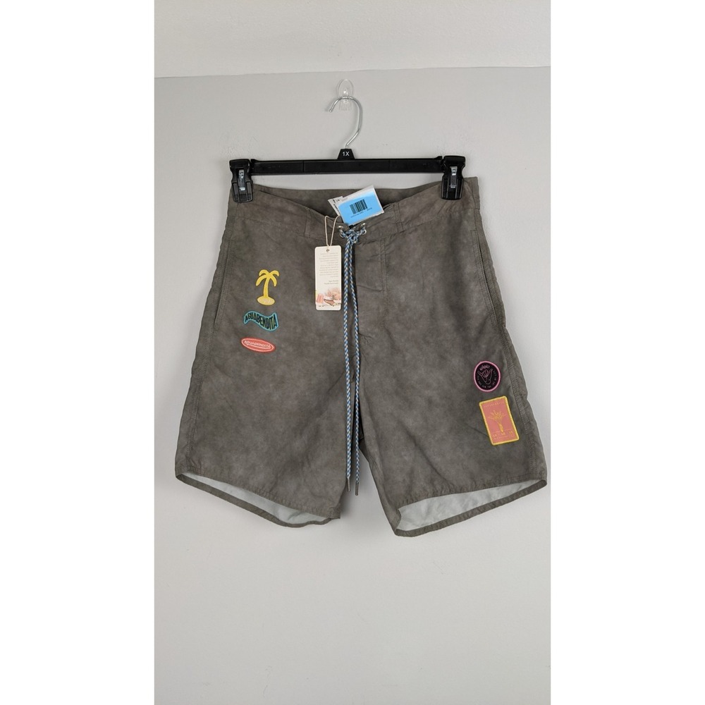 Agua Bendita Men's Swim Trunks Size 30‎ Gray Board Shorts NWT Drawstring New
